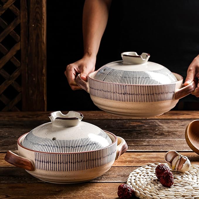 Ceramic Casserole Dish with Lid, Ceramic Cooking Pot Nonstick Earthenware Pot, Ceramic Stew Pot