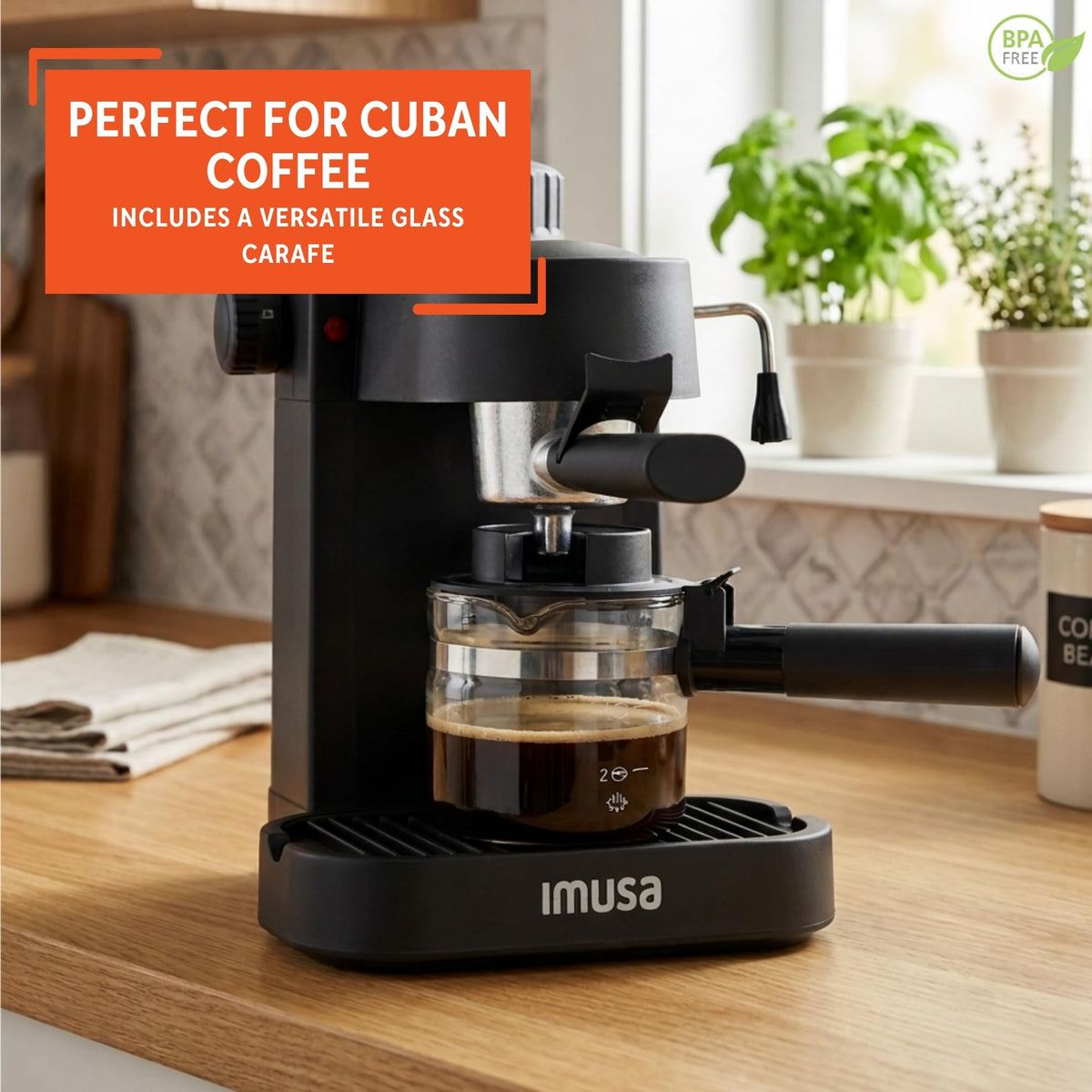 IMUSA 4 Cup Electric Espresso Cappuccino Coffee Maker, Black