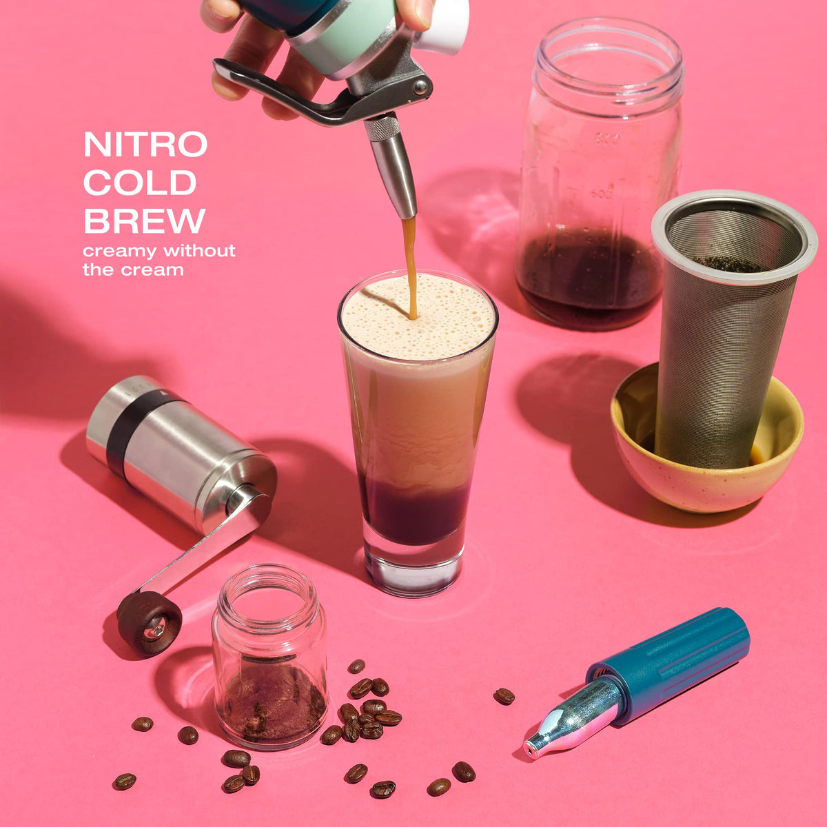 Nitro Cold Brew Maker, Nitro Diffuser Nozzle & Cold Brew Maker, 1-Pint/0.5L