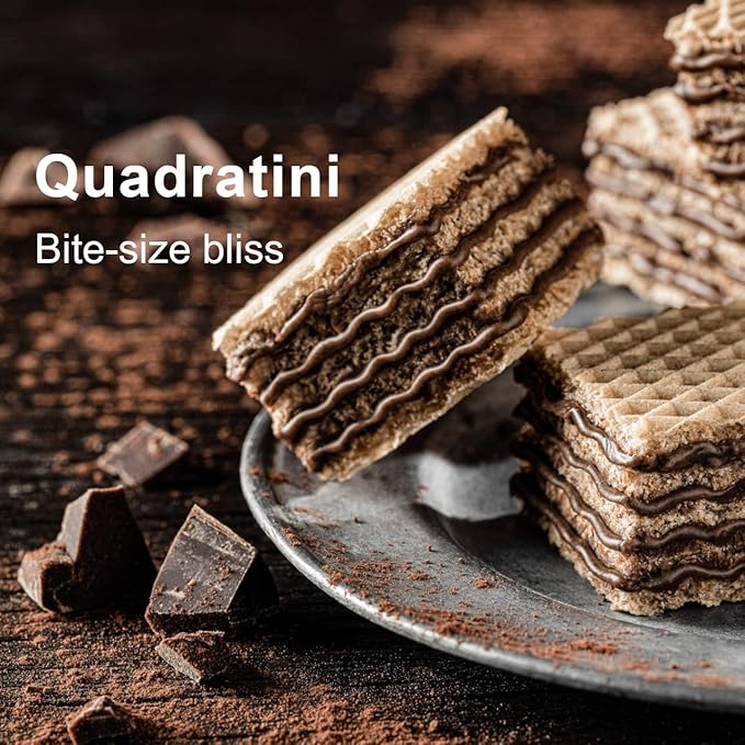 Loacker Quadratini Dark Chocolate Wafer Cookies LARGE - 30% Less Sugar - Premium Crispy Bite Size
