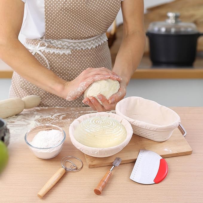 Banneton Bread Proofing Basket, Sourdough Bread Baking Supplies, Round Oval Rattan Rising Proofing