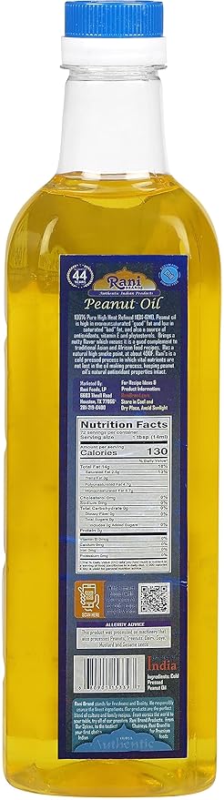 Rani Peanut Oil 33.8 Ounce (1 Liter) Cold Pressed | 100% Natural | NON-GMO | Kosher | Vegan |