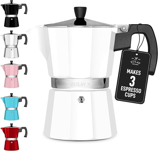 Zulay Moka Pot Espresso Stovetop Coffee Maker - Leak-Proof, Stainless Steel, Easy to Clean, Heat