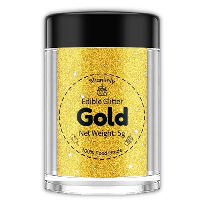 Shanlinly Gold Edible Glitter for Cakes Drinks - Food Grade 5g Shimmer Luster Glitter Dust Edible
