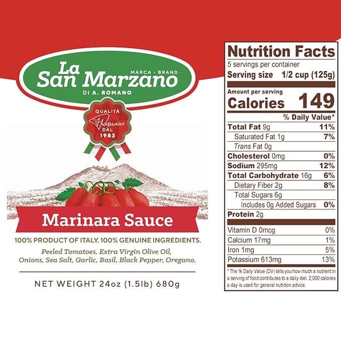 La San Marzano Marinara Sauce, 24 oz, Pasta Sauce Made in Italy, All Purpose Tomato Premium