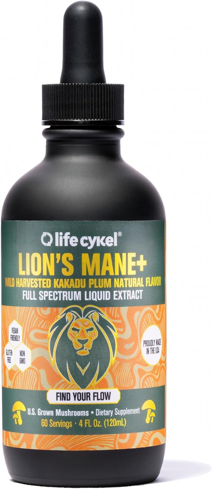 Lifecykel - Lion's Mane Mushroom Extract with Kakadu Plum - Brain Booster Nootropic for Memory