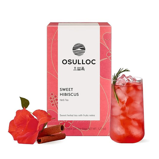 OSULLOC Sweet Hibiscus (Lemon & Cinnamon flavor), Decaffeinated Herbal tea, Relaxing Fruit Blended