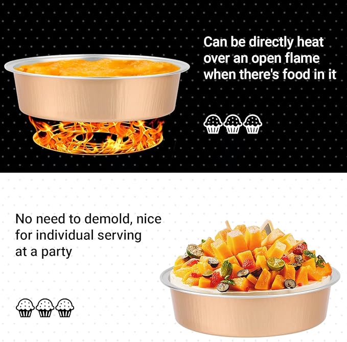 Beasea Aluminum Foil Ramekins, 7.3oz 200 Pack 4 Inch 215ml Disposable Ramekins Foil Cups No Lids