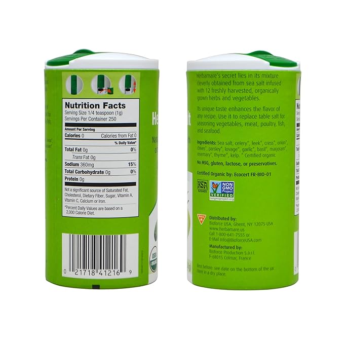 A.Vogel Herbamare Herbed Sea Salt - Natural Fine Sea Salt Infused with 12 Herbs & Vegetables - Free