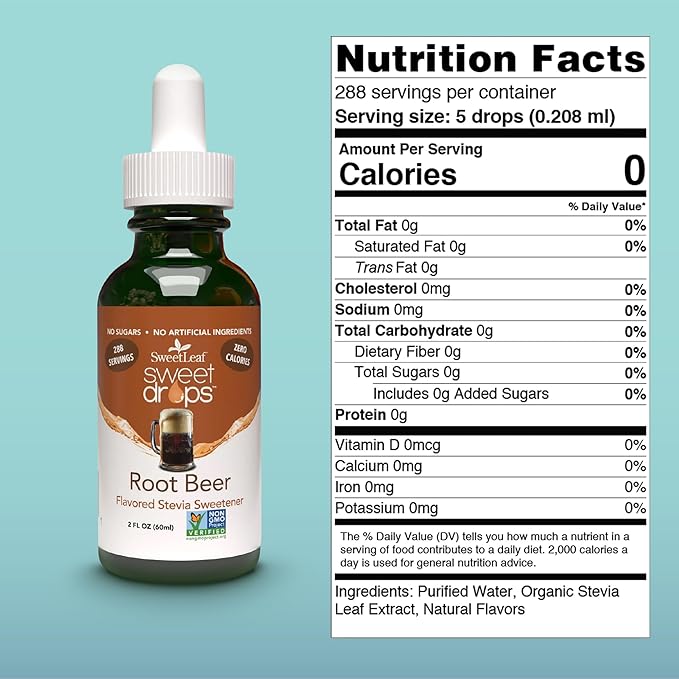 SweetLeaf Stevia Liquid Sweet Drops - Liquid Stevia Sweetener, Sugar-Free Root Beer Soda Syrup
