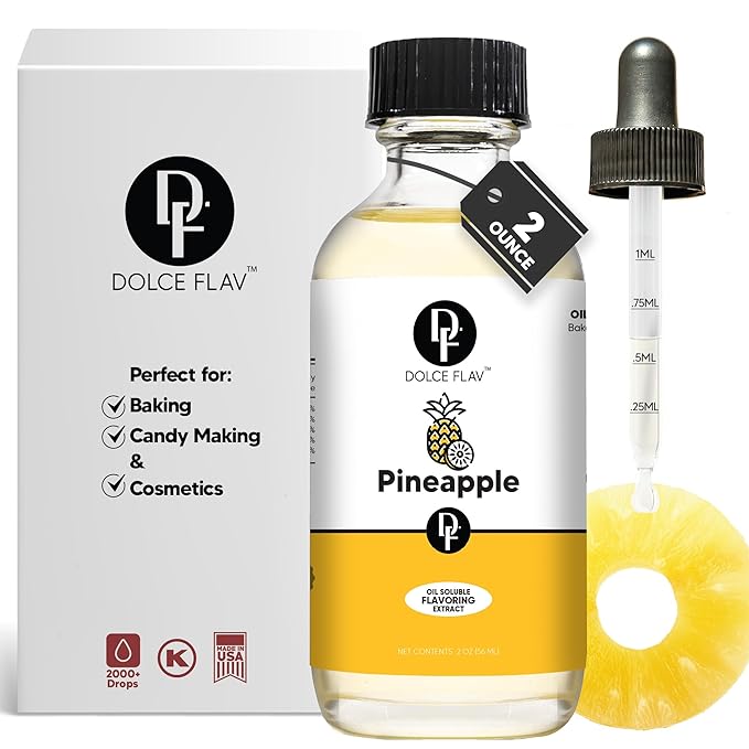 Dolce Flav Pineapple Extract ??2 Ounce Oil-Soluble Kosher, Sugar-Free, Concentrated Tropical Flavor