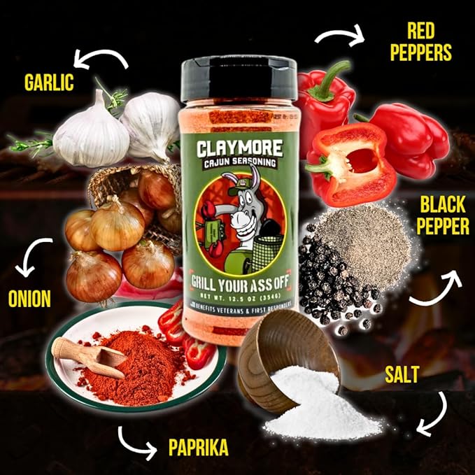 GYAO Claymore Cajun Seasoning – 12.5oz Spicy Blend for Meats & Seafood – MSG & Gluten Free – USA