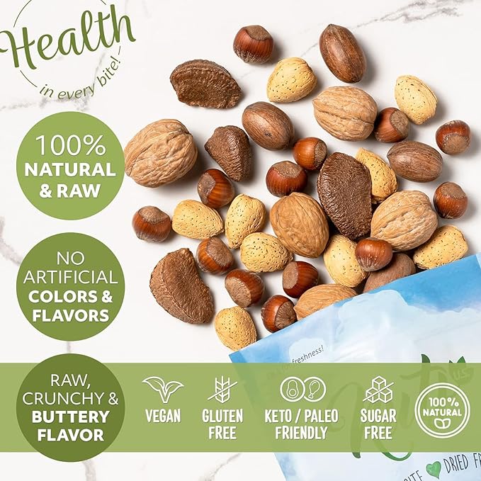 NUTS U.S. ??Mixed Nuts In Shell (Almonds, Walnuts, Hazelnuts, Pecans, Brazil Nuts) | No Added