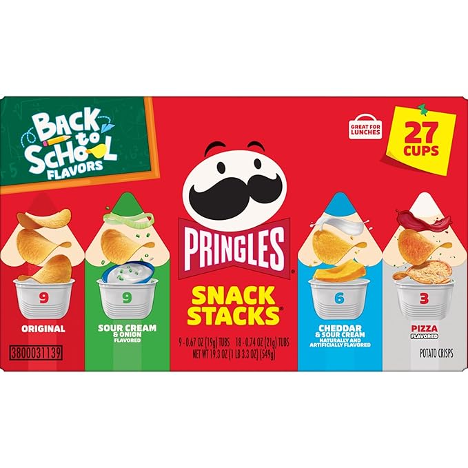 Pringles Potato Crisps Chips, Lunch Snacks, Back to School Snacks, Snack Stacks, Variety Pack (27
