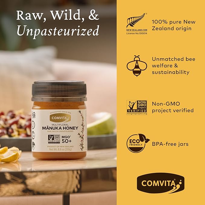 Comvita Manuka Honey MGO 50+ Multifloral - Raw Manuka Honey New Zealand, Pure & Unpasteurized for