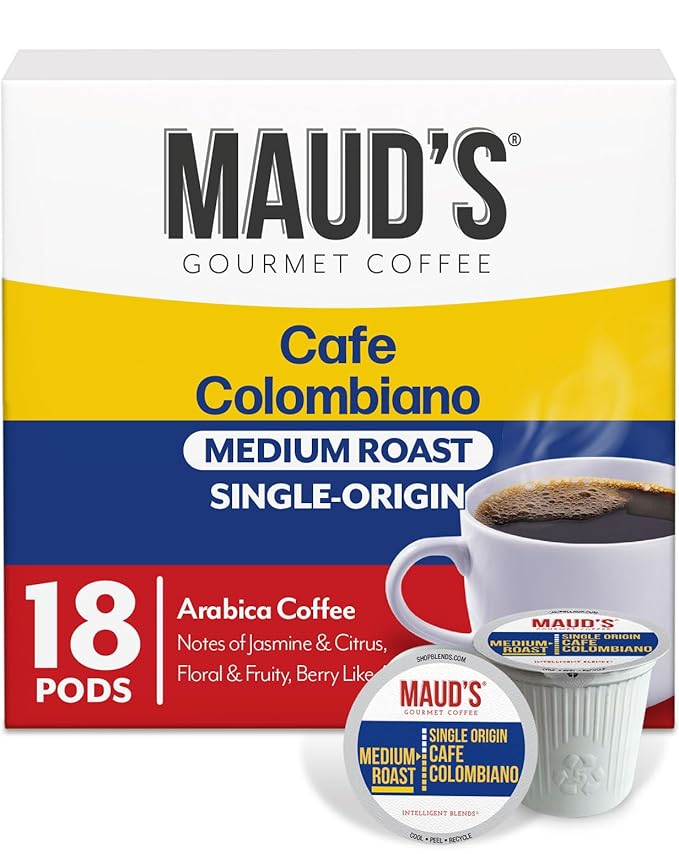 Maud's Columbian Coffee Pods, 18 ct, Single Origin, Medium Roast Coffee in Recyclable Single Serve
