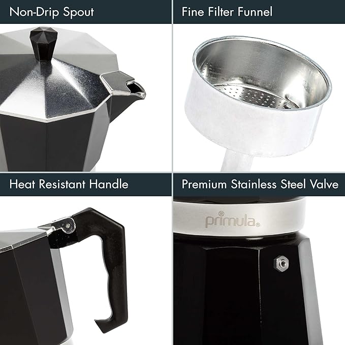 Primula Classic Stovetop Espresso and Coffee Maker, Moka Pot for Italian and Cuban Café Brewing