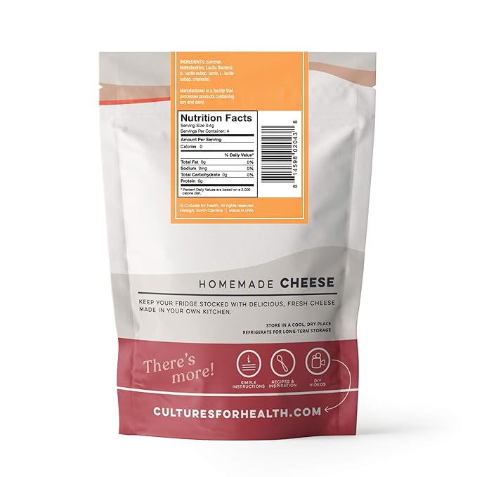 Cultures for Health Mesophilic Cheese Starter | 4 Packets Direct-Set Culture + 2 Rennet Tablets for