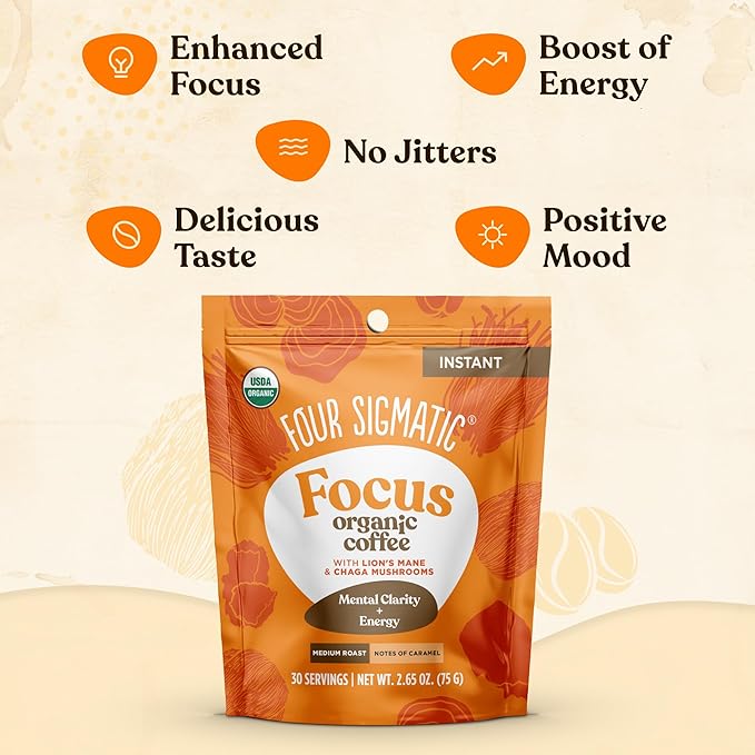 Four Sigmatic Organic Mushroom Coffee | Instant Mushroom Coffee Mix with Lion's Mane, Chaga and