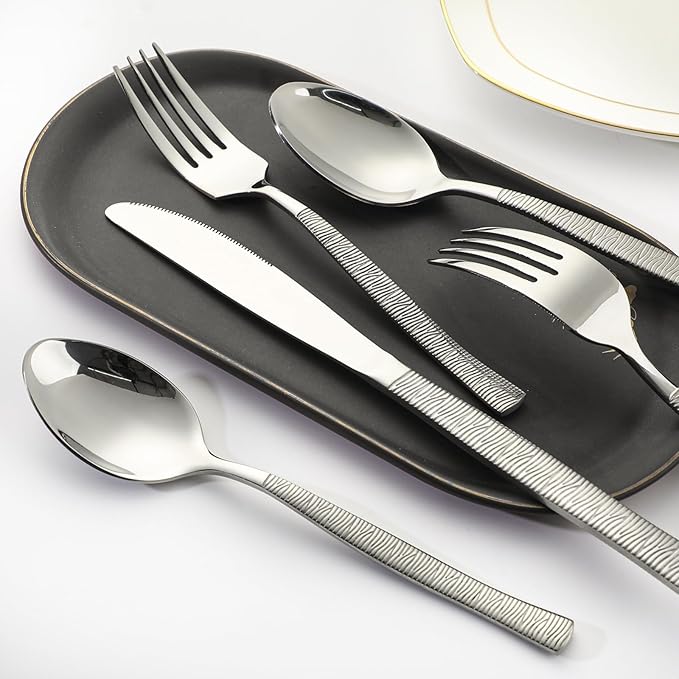 40-Piece Silverware Set Stainless Steel Flatware Set for 8,Dinner Knives Forks and Spoons