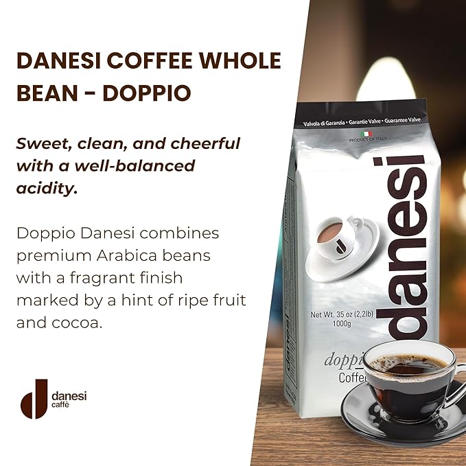 Danesi Caffe Italian Whole Coffee Beans - Espresso Coffee Beans and Medium Roast Whole Bean