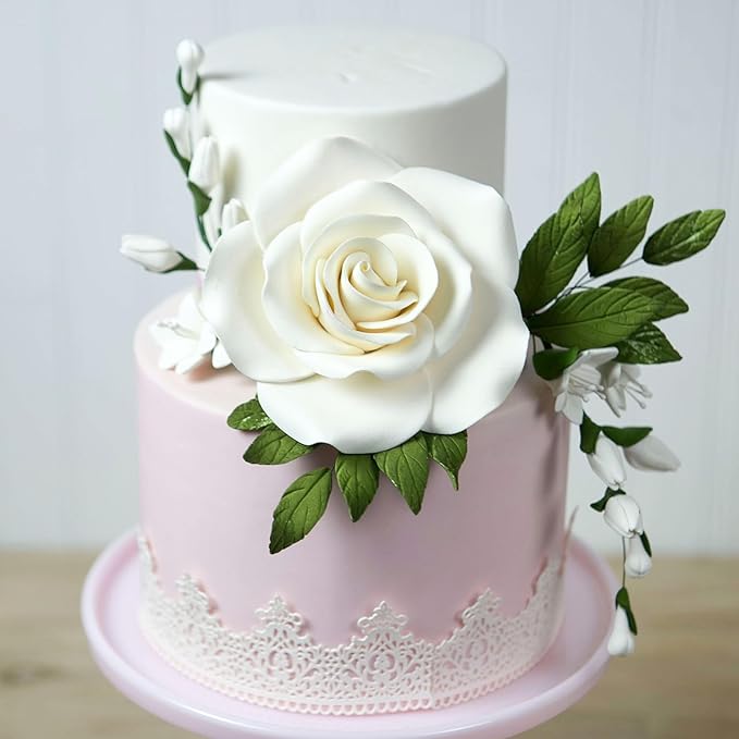 Global Sugar Art Rose Sugar Cake Flowers Jumbo White, 1 Count by Chef Alan Tetreault