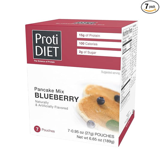 ProtiDIET Blueberry Protein Pancakes - Low Sugar, Low Fat, High Protein Snacks for Adults