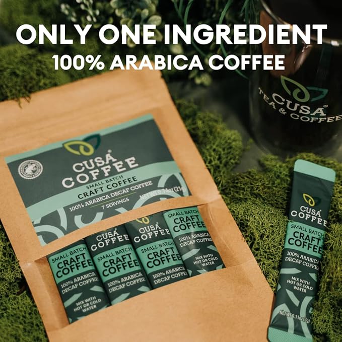 Cusa Tea & Coffee | Premium Instant 100% Arabica Decaf | Rainforest Alliance Certified Arabica