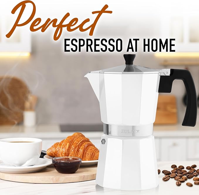 Zulay Moka Pot Espresso Stovetop Coffee Maker - Leak-Proof, Stainless Steel, Easy to Clean, Heat