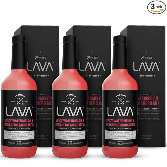 (3 Pack) LAVA Premium Spicy Watermelon Habanero Margarita Mix, Cold-Pressed Organic Watermelon
