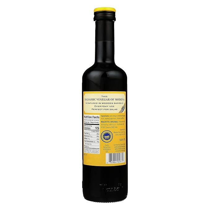 Mazzetti L'Originale Italian Balsamic Vinegar of Modena, Organic & Aged, Yellow Label 2 Leaf 16.9