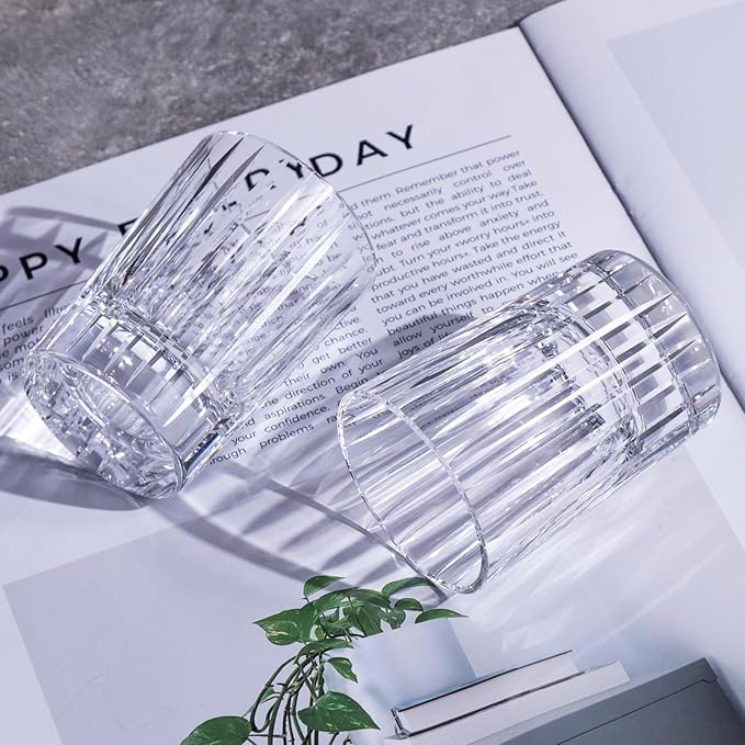 KAMMAK Crystal Whiskey Glasses Set of 2, Handcrafted 3.38oz Liquor Glasses, Luxury Old Fashioned