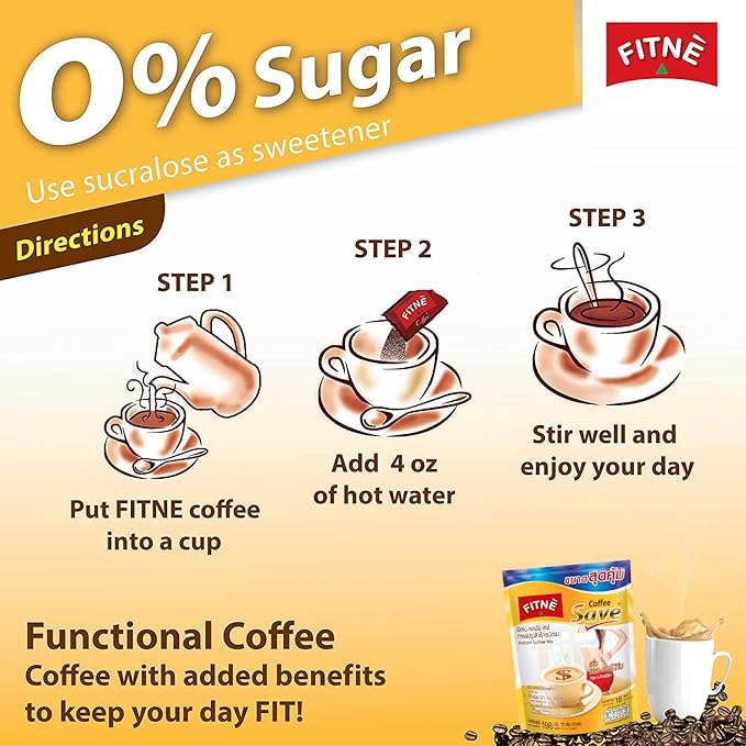 FITNE Instant 3 In 1 Coffee Packets Mix With L-Carnitine For Workout Exercise Vitamin B1 B2 B6