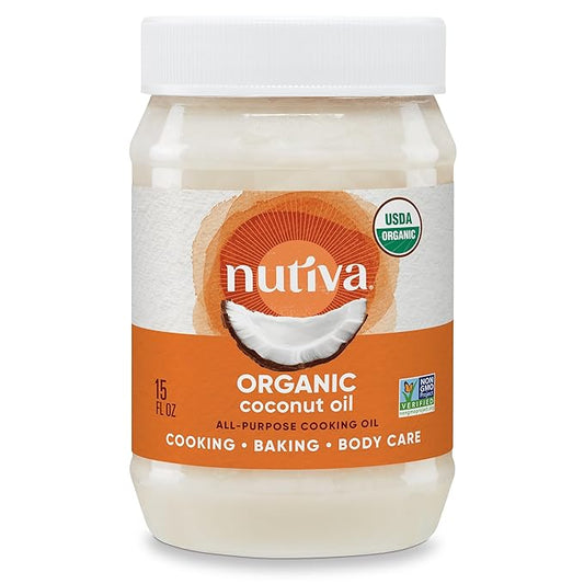 Nutiva Organic Steam-Refined Coconut Oil, 15 Fl Oz, USDA Organic, Non-GMO, Vegan, Keto, Paleo