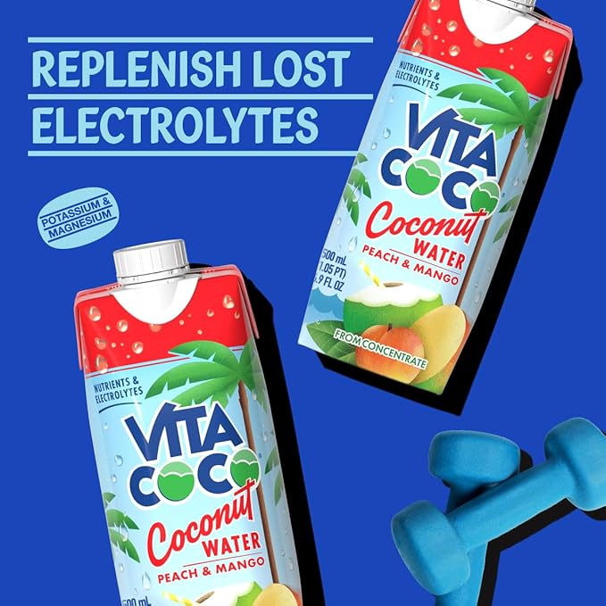 Vita Coco Coconut Water, Peach & Mango - Naturally Hydrating Electrolyte Drink - Smart Alternative