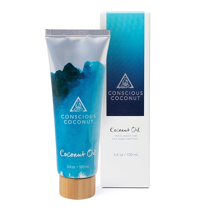 Conscious Coconut Travel-Ready Tube (3.4 oz) - Certified Organic & Fair Trade Coconut Oil for Skin