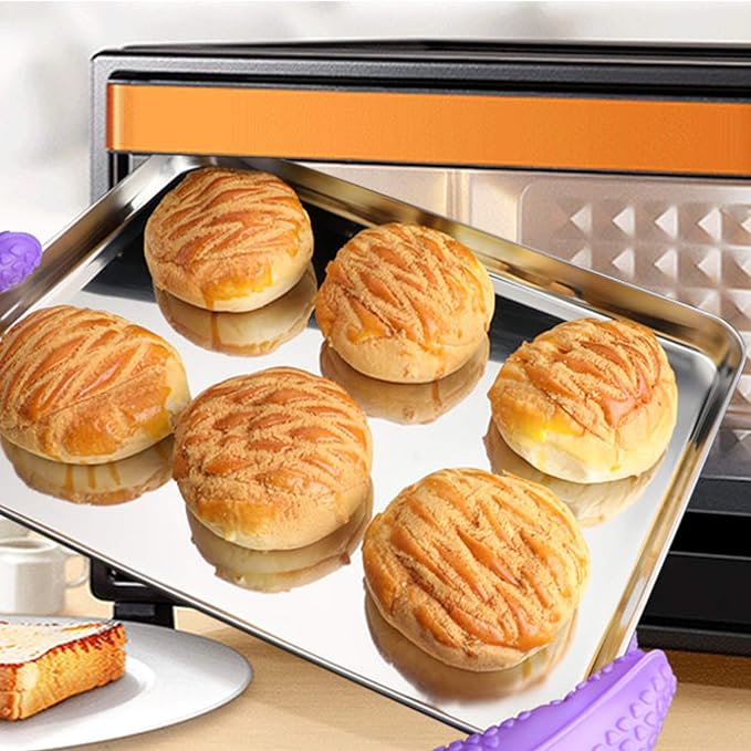 Baking Sheets 2 Pieces, Bastwe Cookie Sheets Set Stainless Steel Baking Pans Toaster Oven Tray