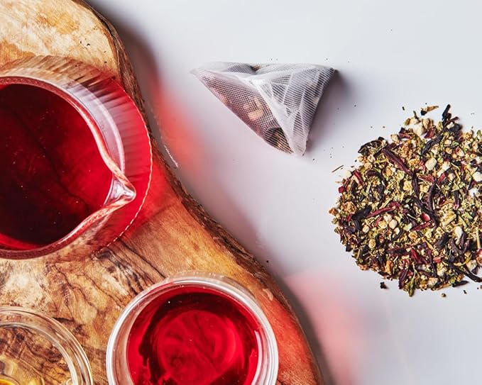 Grace Farms Organic HIBISCUS ORANGE Herbal Tea (100 Enveloped Pyramid Sachets w/String & Tag) |