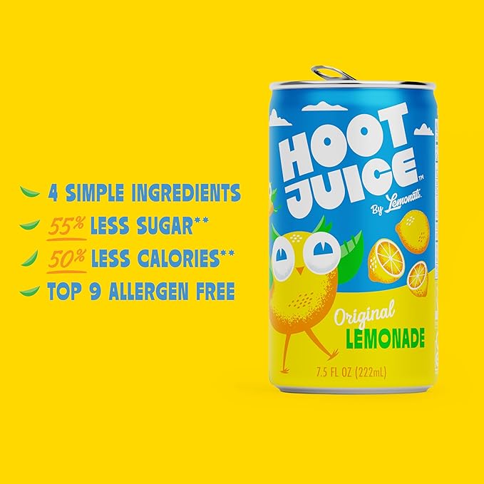 Hoot Juice Original Lemonade By Lemonati, No Artificial Sweeteners or Flavors, Gluten-Free, Kosher