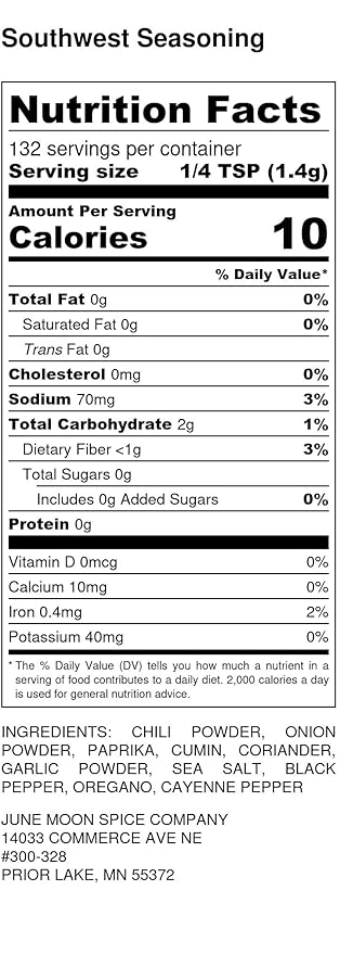 Premium | Southwest Seasoning | Large Shaker | Fat Free | Saturated Fat | Cholesterol Free | Sugar