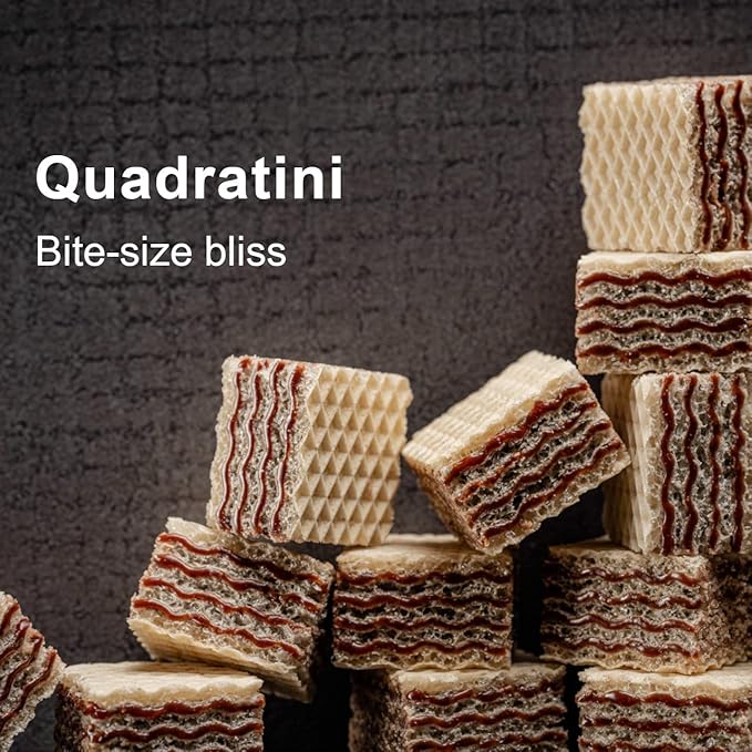 Loacker Quadratini Espresso Wafer Cookies LARGE - 30% Less Sugar - Premium Crispy Bite Size Wafers