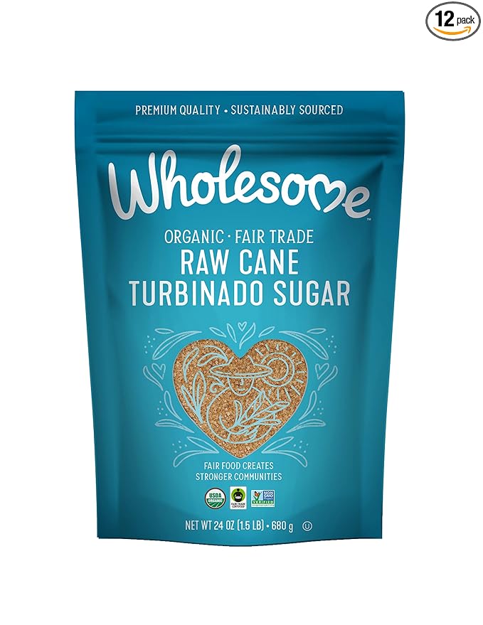 Wholesome Sweeteners 24-Ounce Organic Raw Cane Turbinado Sugar, Fair Trade, Non GMO, Gluten Free &
