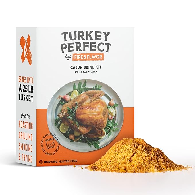 Fire & Flavor Cajun Turkey Brine Kit - Includes Bag and Poultry Seasoning for Roasting, Grilling