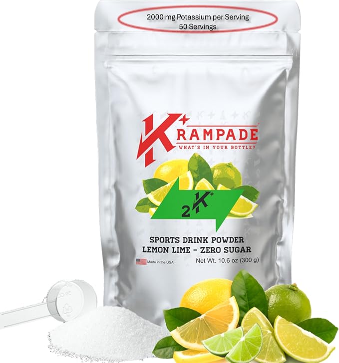 Electrolytes Powder Potassium Supplement - 2000 mg K+, >2X More Than Coconut Water | Cramp Relief