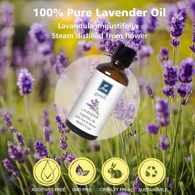 Lavender Essential Oil, Pure Lavender Oil for Skin, Hair, Diffuser, Spray, Body Wash, Lotion, Soap