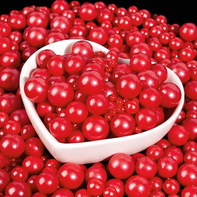 Red Pearl Sprinkles,Edible Pearl Sugar Sprinkles,Baking Edible Cake Decorations,Cupcake