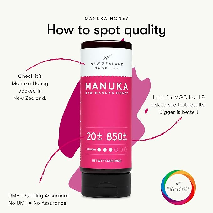 New Zealand Honey Co. Pure Manuka Honey UMF 20+ Squeezy | 500g | 17.6oz | Squeezable UMF Manuka