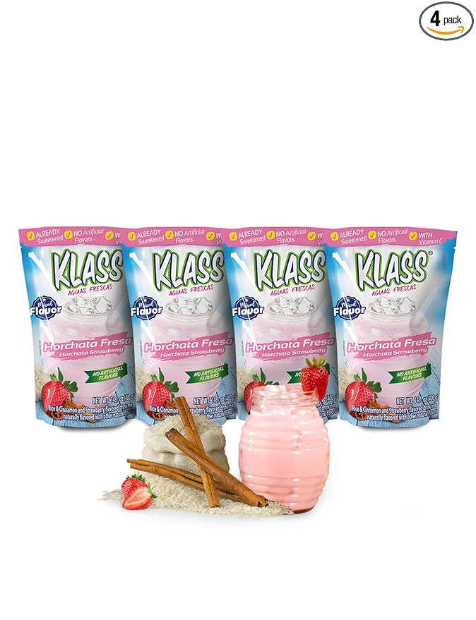 Klass Aguas Frescas | Drink Mix | Horchata & Strawberry Horchata | Flavors From Natural Sources, No