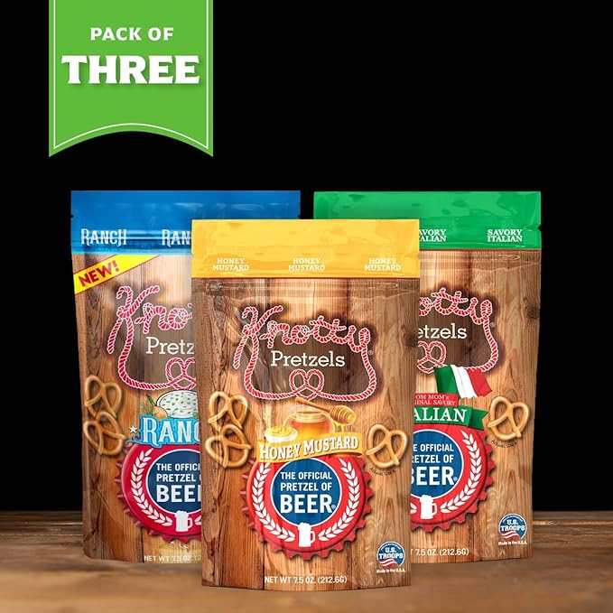 Knotty Pretzels ???쏷he Official Pretzel of Beer??7.5 Ounce Pretzel in Resealable Snacks Bags