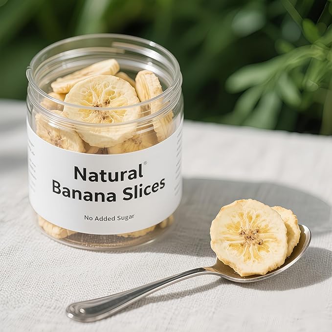 Premium Freeze-Dried Banana Slices 6oz (170g) - 100%, No Sugar Added | Crunchy Fruit Snacks for